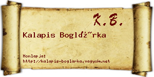 Kalapis Boglárka névjegykártya